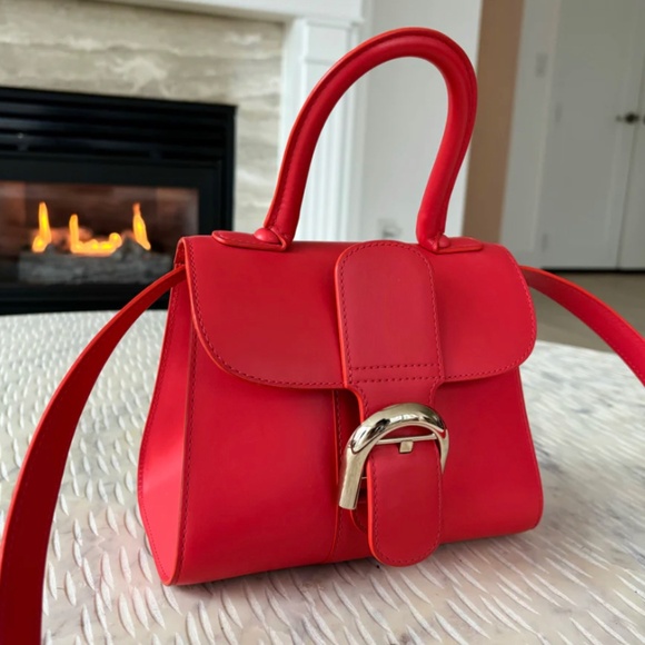 Authentic Delvaux Box Calfskin Mini Brilliant Satchel Red - Picture 2 of 16